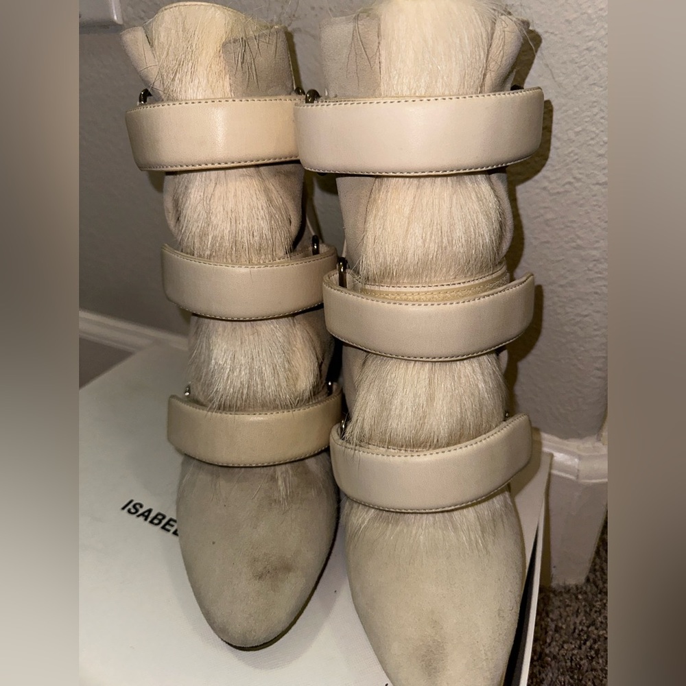Isabel Marat Heeled Boots Size 38 Ivory/Grey